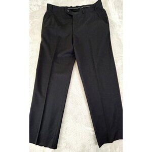 Hiltl 100% Virgin Wool Black Dress Pants Mens Waist 36/38 Flat Front Columbus